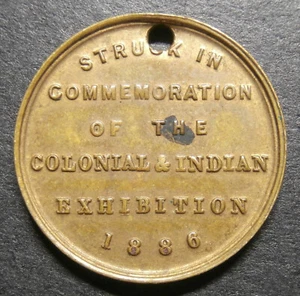 UK medalet - Colonial & Indian 1886 exhibition commemoration - London 19.2mm - Picture 1 of 2