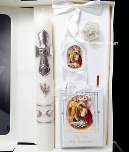 4 PCS FIRST COMMUNION CANDLE GIFT SET BOY SET DE VELA DE PRIMERA COMUNION - Picture 1 of 7