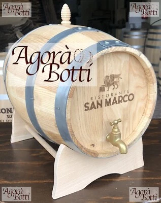 Botte in Castagno 5 litri con rubinetto di plastica e LOGO A FUOCO A PIACERE!!! - Bild 1 von 4