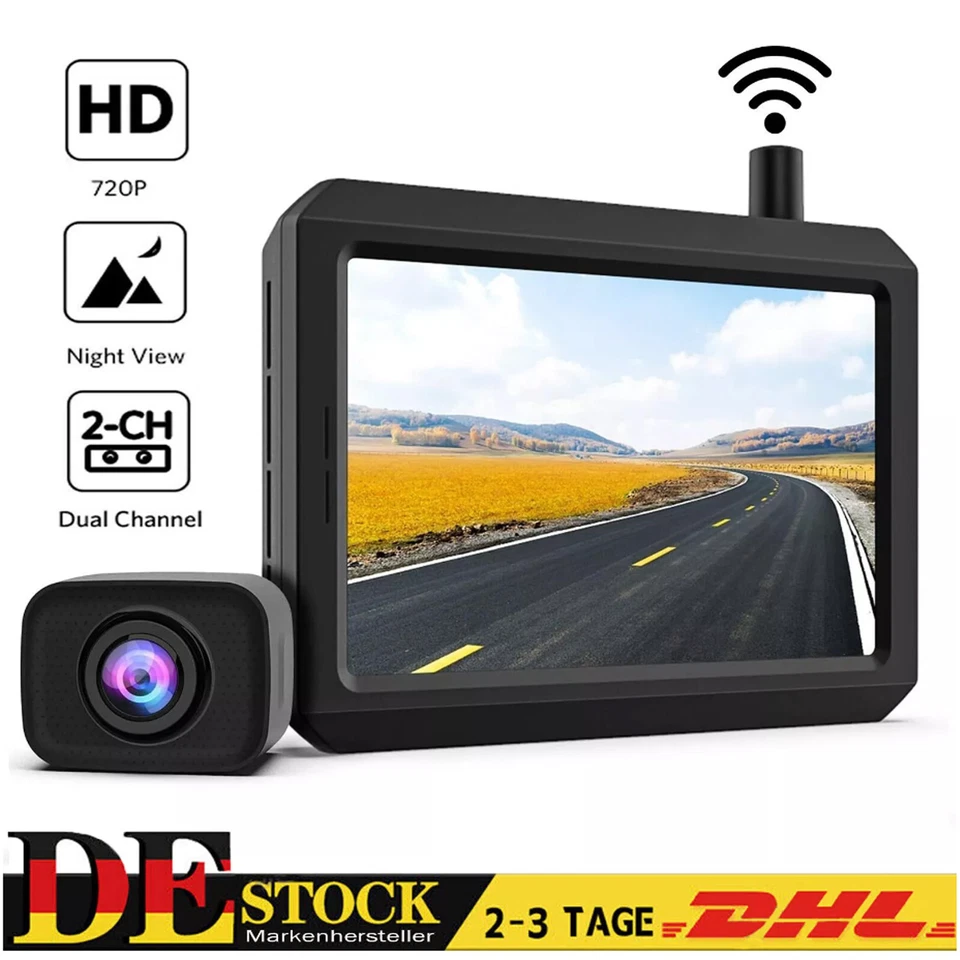 Cargoplay K7PRO Kabellos Rückfahrkamera +Funk 5" Monitor Rückseiten Einparkhilfe - Bild 1 von 4