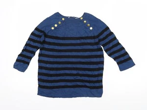 Kookai Womens Blue Boat Neck Striped Acrylic Pullover Jumper Size 2 - Picture 1 of 10