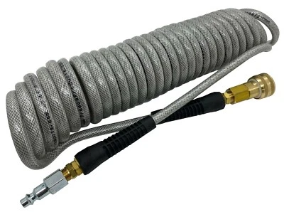 PREECE PRECISION HEAVY DUTY 250 PSI Braided Polyurethane Coiled Compressor Hose 3/8OD x20 FT Coil