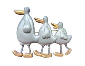 Broche Hallmark PIN Pascua Vintage PATO FAMILIA Patas Bobina Estaño y Oro Años 90 - Imagen 1 de 3