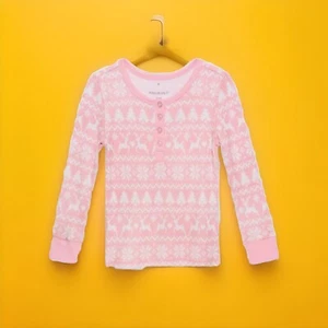 POSH PEANUT  ☃️7/8 Tammy Waffle Top NWT! Blush Pink From The Christmas Shoppe - Picture 1 of 7