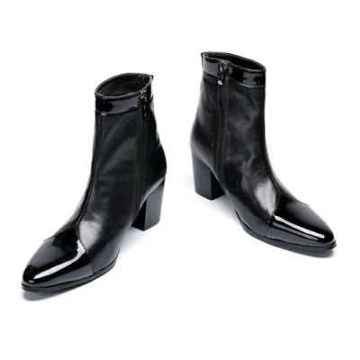Men Leather Business zipper Block Heels Ankle Boot Formal Winter Punk Shoes - Image 1 of 4