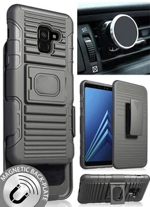 Noir Étui + Clip Ceinture + Aimant De Support pour Voiture Samsung Galaxy A8+ - Photo 1 sur 11
