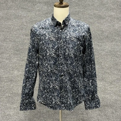 Рубашка мужская Cactus Man Ricky Singh большая темно-синяя с цветочным узором эластичная на пуговицах - Изображение 1 из 4