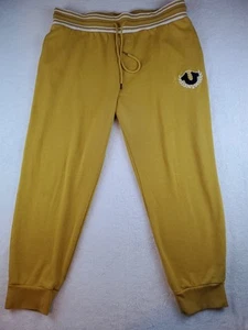 True Religion collegiate Jogger Men Fleece Stretch Horseshoe Logo Size 2XL Gold - Picture 1 of 24