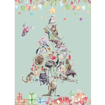 Patchwork Quilting Fabric Bush Christmas Mint Panel 80x110cm - image 1 of 4