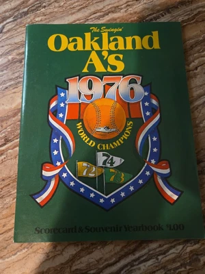 1976-STUBS- OAKLAND A's Scorecard & Souvenir Yearbook/UnScored w/Tickets (4)NM  - Image 1 of 4
