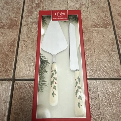 Lenox American by Design Holiday 2 Piece Dessert Set Knife & Server Holly Berry - Image 1 of 4