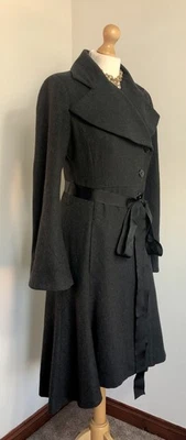 TOPSHOP vintage Size 8 Wool Victorian Princess Asymmetric long Fit & Flare Coat - Image 1 of 4