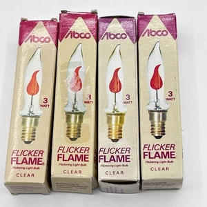 4 VTG NOS Abco 3 Watt 120 V Flicker Flame Clear Candle Candelabra Bulbs 03661 - Picture 1 of 7