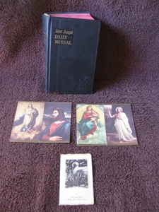 SAINT JOSEPH DAILY MISSAL CONFRATERNITY ED. 1964 16 COLOR PICS, 3 MEMORIAL CARDS - Picture 1 of 23