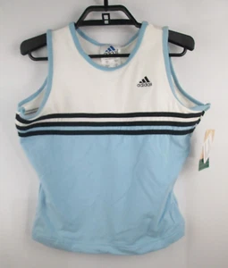 VTG Adidas Tank Top Womens XL Blue White Embroidered Coolmax Workout NWT Cropped - Picture 1 of 6