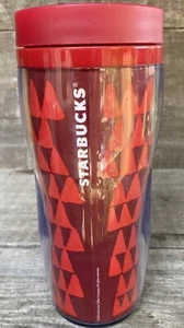 Starbucks Red Geometric Ergonomic Tumbler Travel Mug 2016 16oz Insulated EUC - Picture 1 of 8