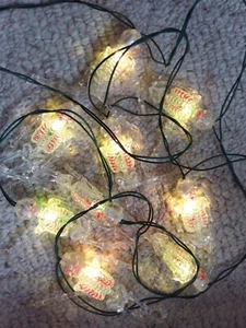 Vintage HALLOWEEN Green Lighted Garland approx. 9' with nine 5" clear Skeletons  - Picture 1 of 8