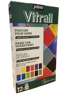 Pintura para vitrales Pebeo Vitrail botellas de 12 x 20 ml artesanía a base de disolvente 757421 - Imagen 1 de 7