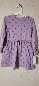 Abito vestito manica lunga viola lilla nuovo Cat & Jack bambina taglia 5T tasche morbido - Foto 1 di 5
