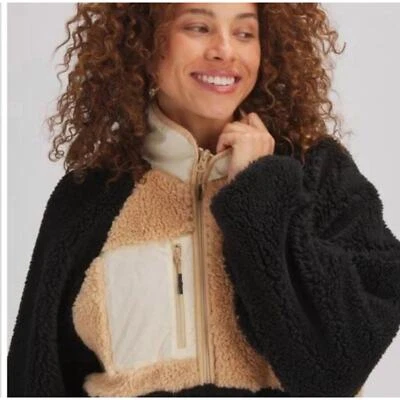 STOIC 1/2 Cremallera Sherpa Pullover Marrón Negro Suéter Talla XL Alta Pila Polar MTN Foto 1 de 4