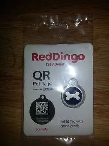 QR Pet ID Tag ~ RedDingo ~ Small Bone ~ Blue ~ Retail $19.95 - Picture 1 of 3