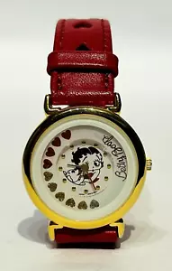 Vintage Betty Boop Quarzuhr Bright Ideas Rot/Herzen rotes Lederband 1993 - Bild 1 von 10