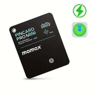MOMAX PinCard Tracker ProMini Wiederaufladbar Apple FindMy Smart GPS Wallet Locator - Bild 1 von 17
