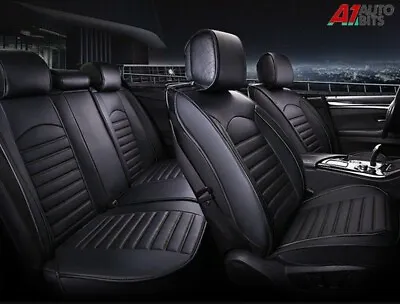 All Black PU Leather Full Set Seat Covers Padded For Mercedes A B C E S G Class • 61.59€