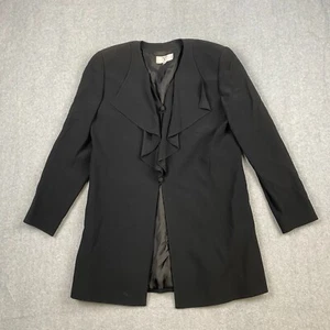 Valentino Miss V Women's Cardigan Black 44/10 Button Up Ruffles Vintage - Picture 1 of 6