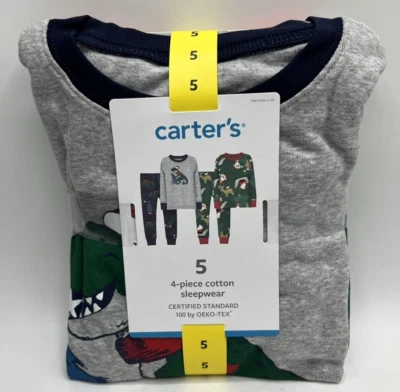 Boys Size 5 Carter's 4-Piece Cotton Sleepwear Set Christmas Pajamas - Image 1 of 4