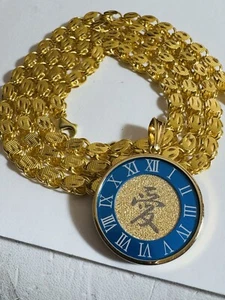 K18 18K 750 Real Gold 17.5”/18” long Damascus Love Blue/Gold Necklace 5mm 17.4g - Picture 1 of 24