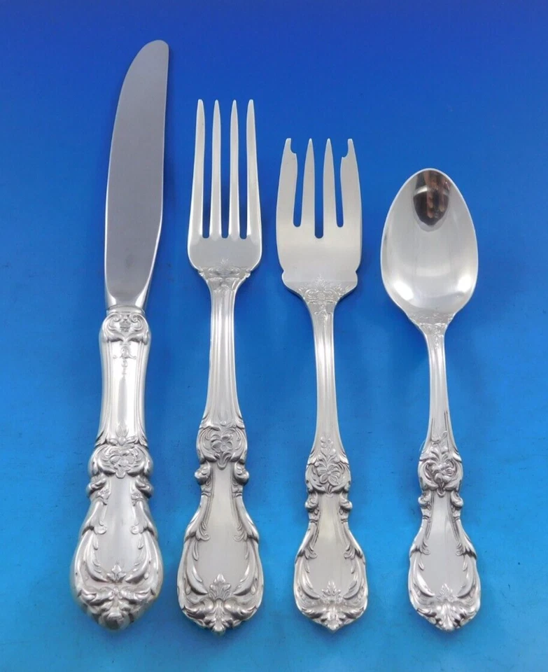 Conjunto de Talheres Burgundy by Reed & Barton Prata Esterlina 12 Serviço 54 peças Não Usado - Imagem 1 de 4