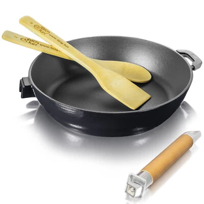 Emaillierte Gusseisen-Bratpfanne 24cm Tief Schmorpfanne Bräter Induktion Pfanne - Bild 1 von 4