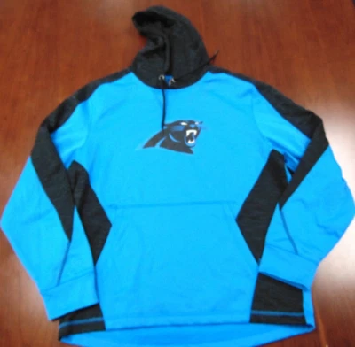 NEW MAJESTIC NFL CAROLINA PANTHERS BLUE THERMA BASE HOODED SWEATSHIRT SIZE L - Image 1 of 4