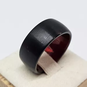 Black Tungsten Carbide Wedding Band 10 mm Men's Ring Red Interior size 9.5 - Picture 1 of 12