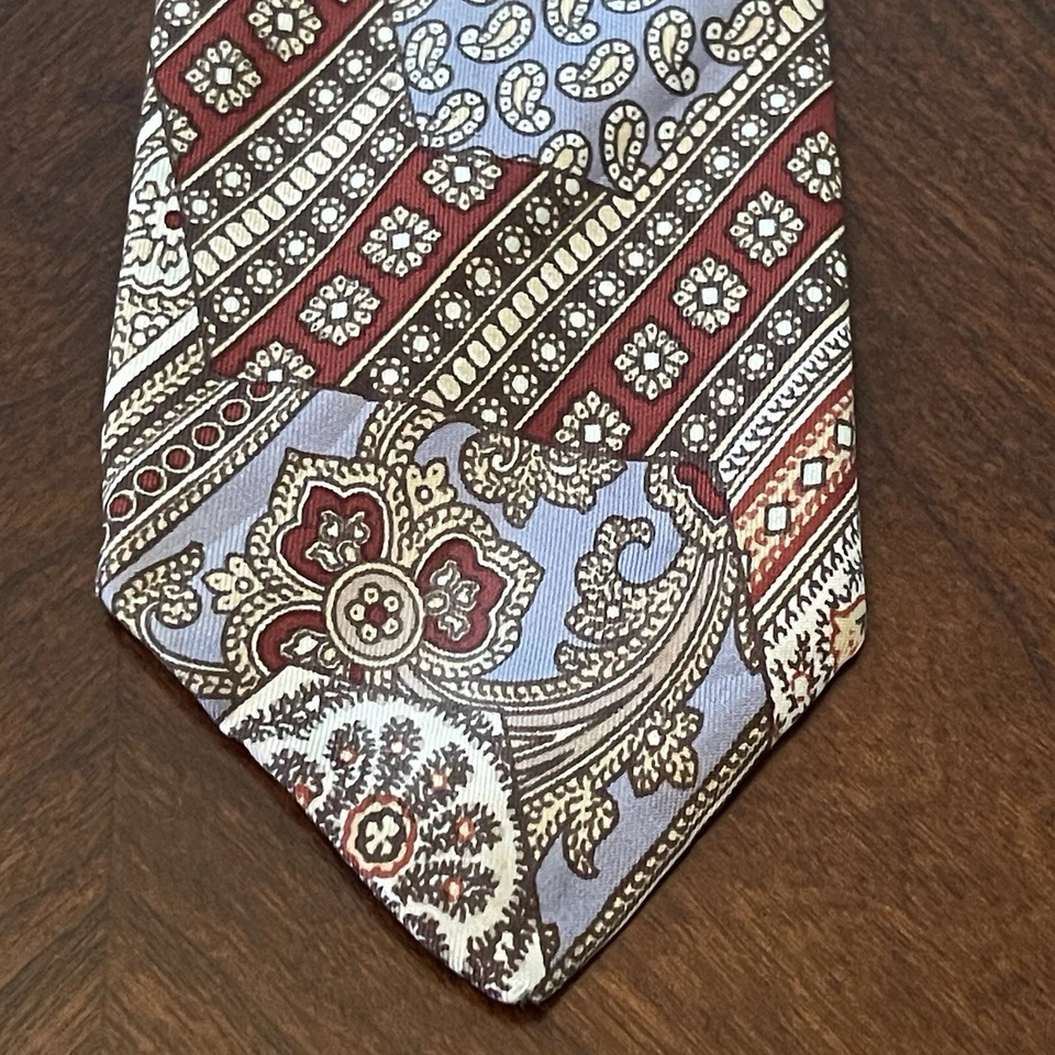 Gravata de pescoço masculina vintage Halls Crown Center 100% seda - Imagem 1 de 4