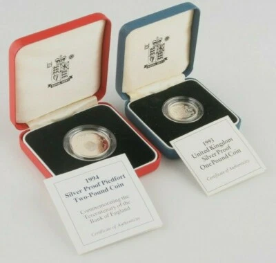 1993-1994 Great Britain One Pound & Two Pound Silver Proof & Piedfort Coin Lot - Image 1 of 4