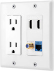 IBL-15A Power Outlet, 2 Port HDMI, 1 Cat6 Ethernet, 1 Coax Cable TV Wall Plate i