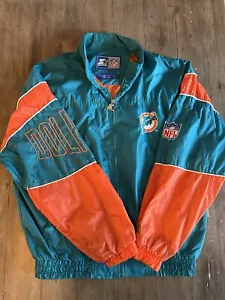 Vintage 90s Starter NFL Miami Dolphins Old Logo Zip Up Windbreaker Jacket Large - Picture 1 of 16