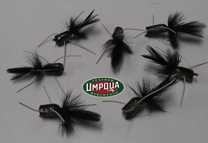 Umpqua Floating Black Shenandoah Popper Flies qty 7 (asst-7) - New - Picture 1 of 1