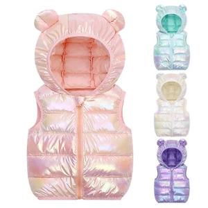 Baby Boys Girls Hooded Puffer Vest Winter Lightweight Sleeveless Bear Ear Jacket - Picture 1 of 24