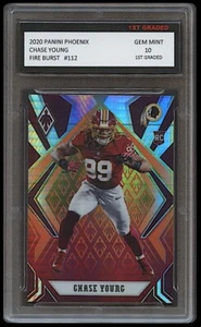 Tarjeta de novato Chase Young 2020 Panini Phoenix Fire Burst primer grado 10 Washington - Imagen 1 de 1