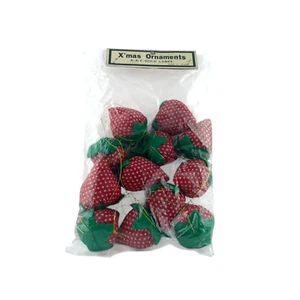 A.A.F. Gold Label Christmas Ornaments Set of 12 Fabric Strawberries Polka Dot - Picture 1 of 5