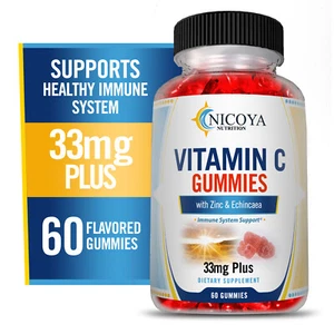 Vitamin C Gummies- Immune System Support, Heart & Brain Health 33mg+ 60ct - Picture 1 of 7