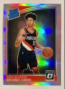 2018-19 Optic Anfernee Simons plata Holo Prizm novato SP RC #186 Trail Blazers - Imagen 1 de 12