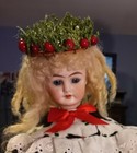 Antique Bisque Socket Head Doll 8/0 Wearing Daisy Kingdom "Scotties" Dress &.10