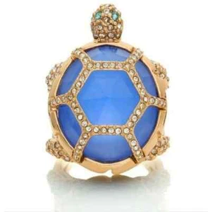 NUEVO CON ETIQUETAS Kate Spade PARADISE FOUND TORTUGA 12-K Chapado en Oro con Anillo de Cristales ~ Talla 7 $98 - Imagen 1 de 7