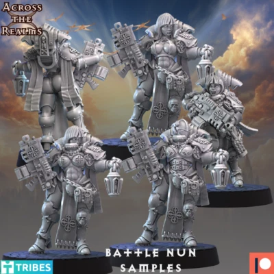 ACROSS THE REALMS Battle Nuns x 3 models (28mm)