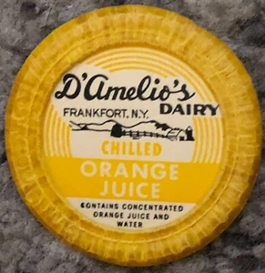 Tappi succo d'arancia D'Amelio's Dairy Frankfort NY vintage originali lotto set di 10 - Foto 1 di 3