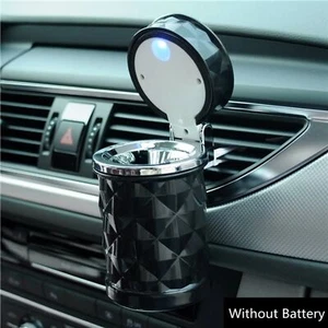 Car Ashtray With LED Light Universal Alloy Ash Tray Aluminum Cup Smokeless - Picture 1 of 6